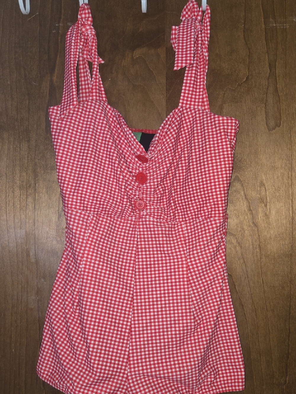 Retro Pin Up Bathing Suit Gingham Tie-Shoulder